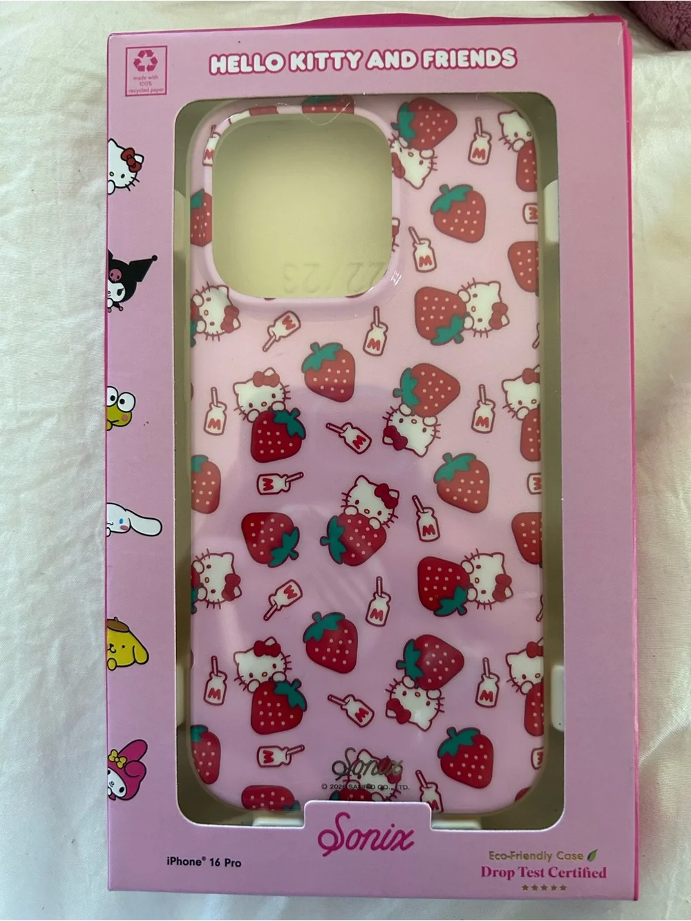 NWT Hello Kitty Pink Strawberry Milk Phone Case for IPhone 16 Pro